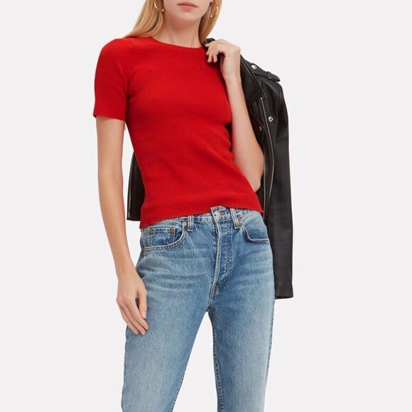 Helmut Lang Essential Crewneck Rib-knit Tee Red Size XS - Picture 1 of 8